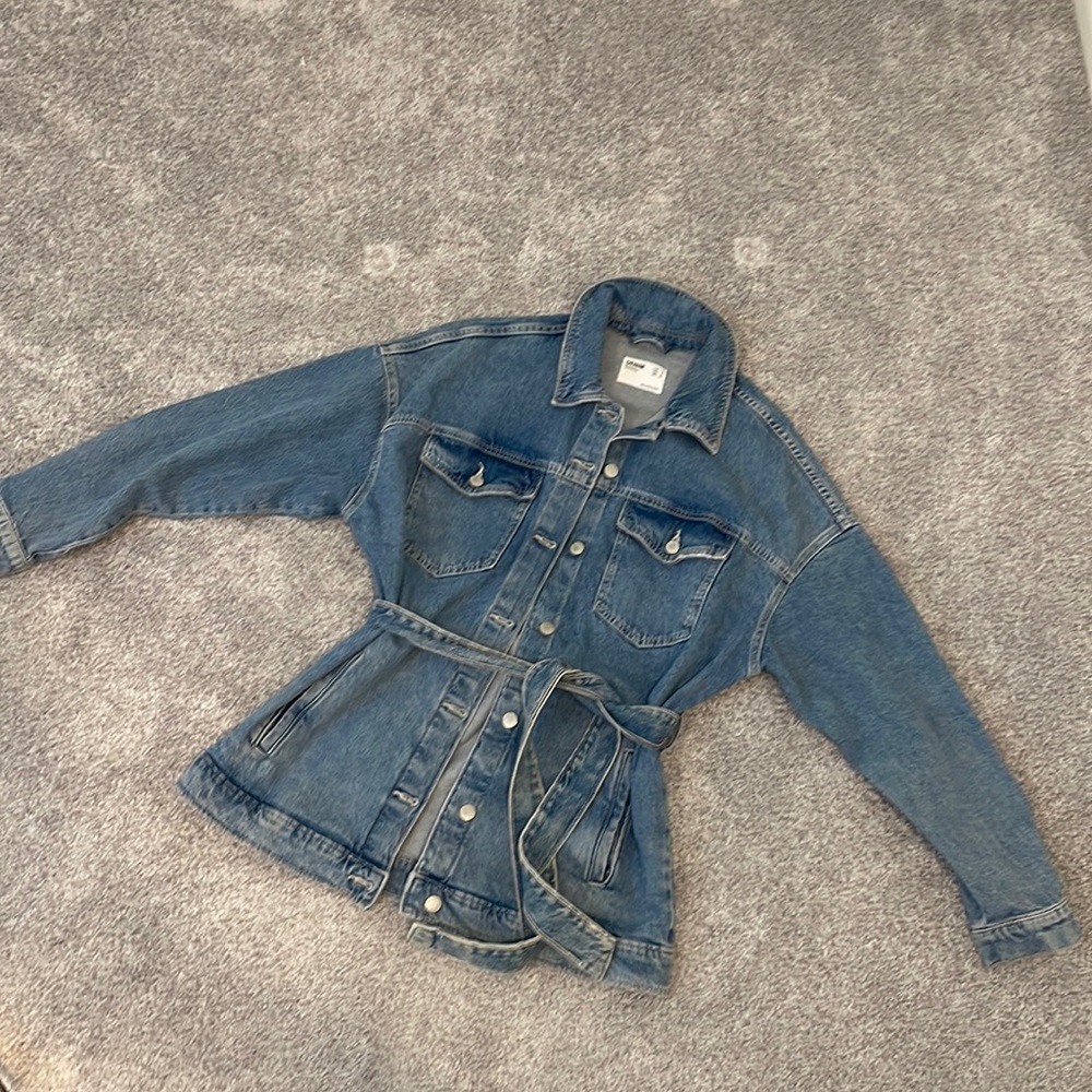 Bershka Denim Waist Tie Jacket
